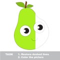 Tasty pear to be colored. Vector trace game.