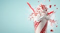 Tasty peppermint bark milkshake topped with cream, with splashes. Christmas drink concept