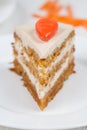 Tasty piece of homemade carrot easter cake with