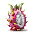 Tasty pink pitaya, dragon fruit isolated on white background, AI generative