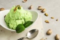 Tasty pistachio ice cream served