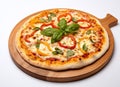 A tasty pizza isolated on a white background