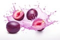 Tasty plums are splashing into the water