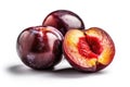 tasty plums on a white background