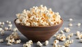 Tasty popcorn on grey background Royalty Free Stock Photo