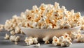 Tasty popcorn on grey background Royalty Free Stock Photo