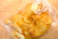 tasty potato chips in a packet top down Royalty Free Stock Photo