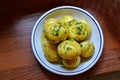 Tasty potatoes are served to a table Royalty Free Stock Photo