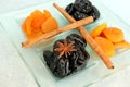 Tasty prunes and dried apricots Royalty Free Stock Photo