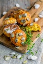 Tasty pumpkin buns with thyme. Royalty Free Stock Photo