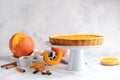 Tasty pumpkin pie on table Royalty Free Stock Photo