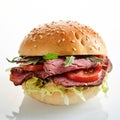 Tasty rare roast beef burger Royalty Free Stock Photo