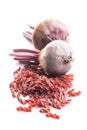 Tasty raw beetroot and beetroot pasta Royalty Free Stock Photo