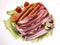 Tasty raw meat plate Royalty Free Stock Photo