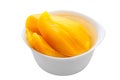 Tasty ripe appetizing mango on  plate on the White background Royalty Free Stock Photo