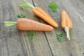 Tasty ripe carrot and cut on wooden rustic Royalty Free Stock Photo