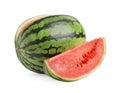 Tasty ripe cut watermelon on white background Royalty Free Stock Photo