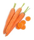 Tasty ripe organic carrots on white background, top view Royalty Free Stock Photo