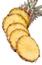 Tasty and ripe pineapple slices over the white bac Royalty Free Stock Photo