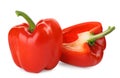 Tasty ripe red bell peppers isolated