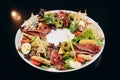 Roastbeef salad on a blurred background Royalty Free Stock Photo