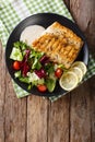 Tasty roasted fish fillet Arctic char and fresh vegetables close Royalty Free Stock Photo