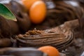 Tasty roman style backed artichokes with Kumquat, macro