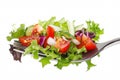 Tasty salad in a fork on a white background Ai photo Royalty Free Stock Photo