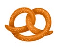 Tasty Salty Pretzel as Baked Pastry Vector Illustration