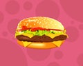 Tasty sandwich or burger vector illustration.