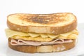 Tasty sandwich of ham and cheese omelet