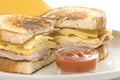 Tasty sandwich of ham and cheese omelet Royalty Free Stock Photo