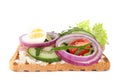 Tasty sandwich with ham and quail eggs isolated Royalty Free Stock Photo