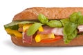 Tasty sandwich with meat and basil Royalty Free Stock Photo