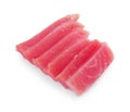 Tasty sashimi (slices of fresh raw tuna) isolated on white