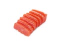 Tasty sashimi (slices of raw salmon) isolated on white