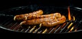 Tasty sausages sizzling on a BBQ fire Royalty Free Stock Photo