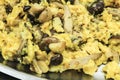 Tasty Scrambled eggs with assorted mushrooms