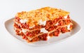 Tasty serving of traditional Italian lasagne Royalty Free Stock Photo