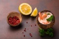 Tasty Shrimp soup with coconut milk, kaffir lime leaves, galangal, chilli and lemon grass in a coconut Royalty Free Stock Photo