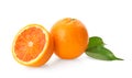 Tasty Sicilian oranges on white background