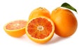 Tasty Sicilian oranges on white background