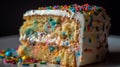 a tasty slice of a Funfetti Cake ai, ai generative, illustration