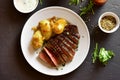 Medium rare roast beef with potato Royalty Free Stock Photo