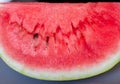 Tasty sliced watermelon on table outdoors. Red juicy sliced watermelon Royalty Free Stock Photo