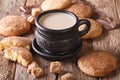 Tasty Snickerdoodle cookies and milk close-up on the table. Hori Royalty Free Stock Photo