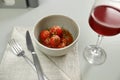 Tasty soup with blanched tomatoes and beer
