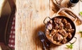 Tasty spicy gourmet venison goulash in a pot Royalty Free Stock Photo