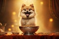 Tasty Spitz dog food. Generate Ai Royalty Free Stock Photo