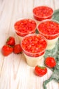 Tasty strawberry mousse pudding or panna cota